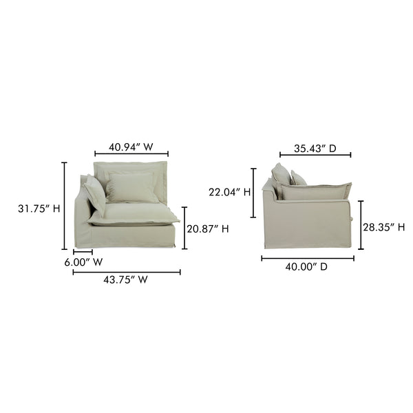 Moe's Home Olivia Modular Sectional Sofa - Elegant Slipcover, Livesmart Fabric, Plush Comfort For Everyday Living Beige Upholstery, 98.5% Polyester,1.5% Nylon Performance Fabric,Solid Wood And Plywood Frame Ub-1021-34
