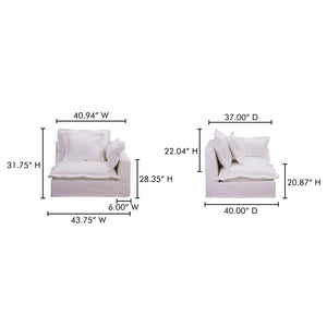 Moe's Home Olivia Modular Sectional Sofa - Elegant Slipcover, Livesmart Fabric, Plush Comfort For Everyday Living White Upholstery, 98.5% Polyester,1.5% Nylon Performance Fabric,Solid Wood And Plywood Frame Ub-1022-18