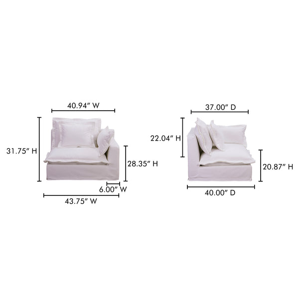 Moe's Home Olivia Modular Sectional Sofa - Elegant Slipcover, Livesmart Fabric, Plush Comfort For Everyday Living White Upholstery, 98.5% Polyester,1.5% Nylon Performance Fabric,Solid Wood And Plywood Frame Ub-1022-18