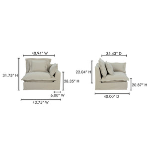 Moe's Home Olivia Modular Sectional Sofa - Elegant Slipcover, Livesmart Fabric, Plush Comfort For Everyday Living Beige Upholstery, 98.5% Polyester,1.5% Nylon Performance Fabric,Solid Wood And Plywood Frame Ub-1022-34