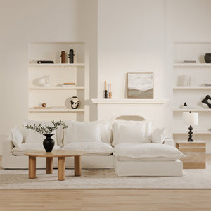 Moe's Home Olivia Modular Sectional Sofa - Elegant Slipcover, Livesmart Fabric, Plush Comfort For Everyday Living White Upholstery, 98.5% Polyester,1.5% Nylon Performance Fabric,Solid Wood And Plywood Frame Ub-1023-18