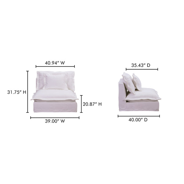 Moe's Home Olivia Modular Sectional Sofa - Elegant Slipcover, Livesmart Fabric, Plush Comfort For Everyday Living White Upholstery, 98.5% Polyester,1.5% Nylon Performance Fabric,Solid Wood And Plywood Frame Ub-1023-18