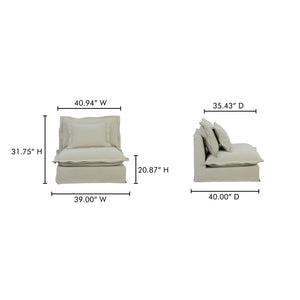 Moe's Home Olivia Modular Sectional Sofa - Elegant Slipcover, Livesmart Fabric, Plush Comfort For Everyday Living Beige Upholstery, 98.5% Polyester,1.5% Nylon Performance Fabric,Solid Wood And Plywood Frame Ub-1023-34