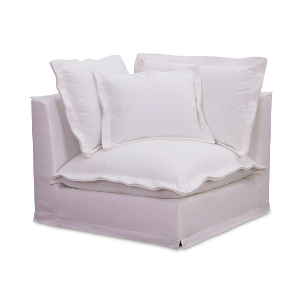 Moe's Home Olivia Modular Sectional Sofa - Elegant Slipcover, Livesmart Fabric, Plush Comfort For Everyday Living White Upholstery, 98.5% Polyester,1.5% Nylon Performance Fabric,Solid Wood And Plywood Frame Ub-1025-18