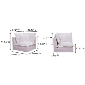 Moe's Home Olivia Modular Sectional Sofa - Elegant Slipcover, Livesmart Fabric, Plush Comfort For Everyday Living White Upholstery, 98.5% Polyester,1.5% Nylon Performance Fabric,Solid Wood And Plywood Frame Ub-1025-18