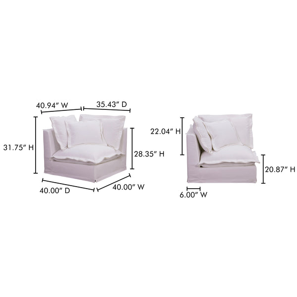 Moe's Home Olivia Modular Sectional Sofa - Elegant Slipcover, Livesmart Fabric, Plush Comfort For Everyday Living White Upholstery, 98.5% Polyester,1.5% Nylon Performance Fabric,Solid Wood And Plywood Frame Ub-1025-18