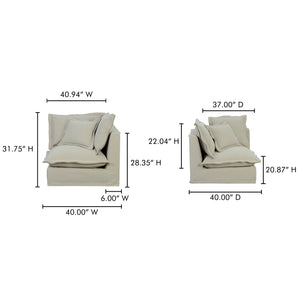 Moe's Home Olivia Modular Sectional Sofa - Elegant Slipcover, Livesmart Fabric, Plush Comfort For Everyday Living Beige Upholstery, 98.5% Polyester,1.5% Nylon Performance Fabric,Solid Wood And Plywood Frame Ub-1025-34