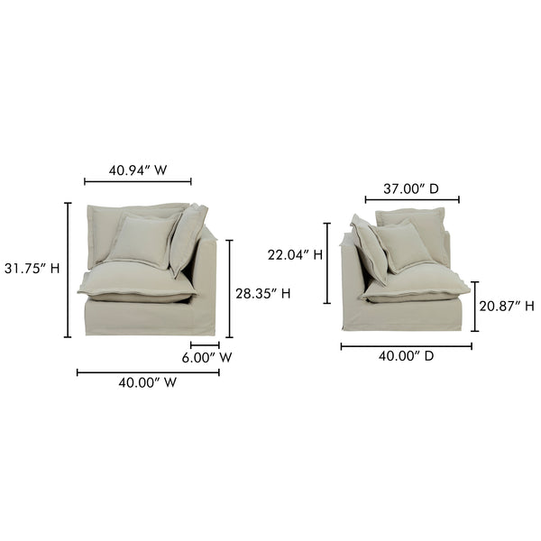 Moe's Home Olivia Modular Sectional Sofa - Elegant Slipcover, Livesmart Fabric, Plush Comfort For Everyday Living Beige Upholstery, 98.5% Polyester,1.5% Nylon Performance Fabric,Solid Wood And Plywood Frame Ub-1025-34