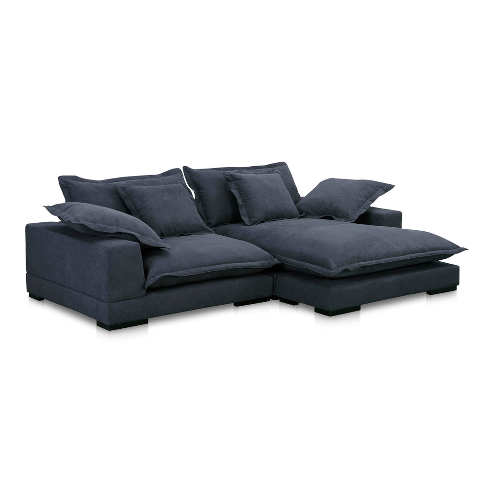 Moe's Home Daydream Sectional Sofa: Plush Comfort With Reversible Chaise, Stylish Design, And Easy Care Upholstery Blue Upholstery, 100% Polyester With C0 Performance Treatment,Solid Eucalyptus And Plywood Frame,Rubber Wood Feet Ub-1028-19-0