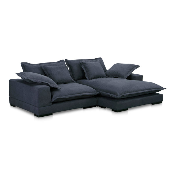Moe's Home Daydream Sectional Sofa: Plush Comfort With Reversible Chaise, Stylish Design, And Easy Care Upholstery Blue Upholstery, 100% Polyester With C0 Performance Treatment,Solid Eucalyptus And Plywood Frame,Rubber Wood Feet Ub-1028-19-0