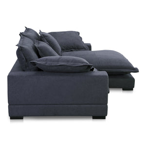 Moe's Home Daydream Sectional Sofa: Plush Comfort With Reversible Chaise, Stylish Design, And Easy Care Upholstery Blue Upholstery, 100% Polyester With C0 Performance Treatment,Solid Eucalyptus And Plywood Frame,Rubber Wood Feet Ub-1028-19-0