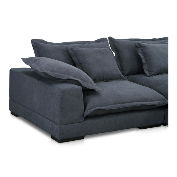 Moe's Home Daydream Sectional Sofa: Plush Comfort With Reversible Chaise, Stylish Design, And Easy Care Upholstery Blue Upholstery, 100% Polyester With C0 Performance Treatment,Solid Eucalyptus And Plywood Frame,Rubber Wood Feet Ub-1028-19-0