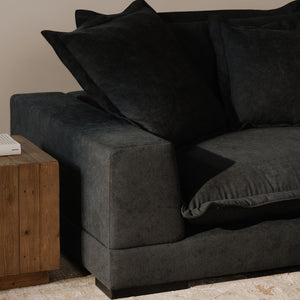 Moe's Home Daydream Sectional Sofa: Plush Comfort With Reversible Chaise, Stylish Design, And Easy Care Upholstery Blue Upholstery, 100% Polyester With C0 Performance Treatment,Solid Eucalyptus And Plywood Frame,Rubber Wood Feet Ub-1028-19-0