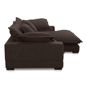Moe's Home Daydream Sectional Sofa: Plush Comfort With Reversible Chaise, Stylish Design, And Easy Care Upholstery Brown Upholstery, 100% Polyester With C0 Performance Treatment,Solid Eucalyptus And Plywood Frame,Rubber Wood Feet Ub-1028-20-0