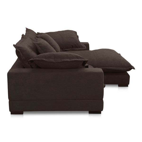 Moe's Home Daydream Sectional Sofa: Plush Comfort With Reversible Chaise, Stylish Design, And Easy Care Upholstery Brown Upholstery, 100% Polyester With C0 Performance Treatment,Solid Eucalyptus And Plywood Frame,Rubber Wood Feet Ub-1028-20-0