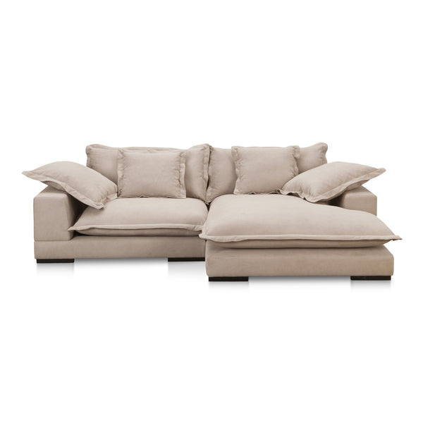 Moe's Home Daydream Sectional Sofa: Plush Comfort With Reversible Chaise, Stylish Design, And Easy Care Upholstery Beige Upholstery, 100% Polyester With C0 Performance Treatment,Solid Eucalyptus And Plywood Frame,Rubber Wood Feet Ub-1028-34-0