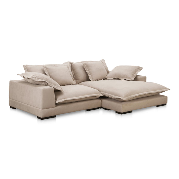 Moe's Home Daydream Sectional Sofa: Plush Comfort With Reversible Chaise, Stylish Design, And Easy Care Upholstery Beige Upholstery, 100% Polyester With C0 Performance Treatment,Solid Eucalyptus And Plywood Frame,Rubber Wood Feet Ub-1028-34-0