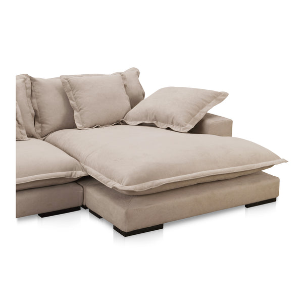 Moe's Home Daydream Sectional Sofa: Plush Comfort With Reversible Chaise, Stylish Design, And Easy Care Upholstery Beige Upholstery, 100% Polyester With C0 Performance Treatment,Solid Eucalyptus And Plywood Frame,Rubber Wood Feet Ub-1028-34-0