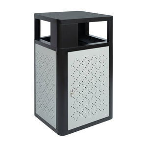 English Elm Brooks Heavy-Duty Steel Trash Can with Locking Access Door & Removable Fiberglass Bin for Durability Black 31.4 Gallons UB-OTB-67W-BLK-SLV-GG