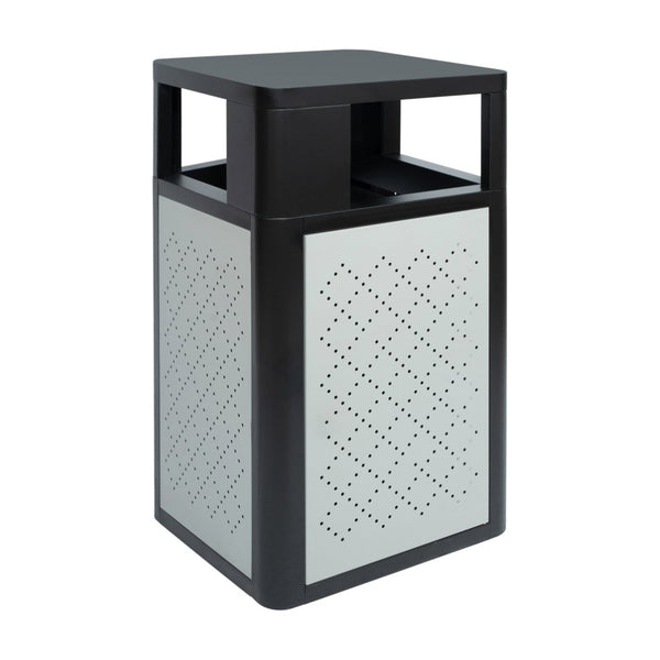 English Elm Brooks Heavy-Duty Steel Trash Can with Locking Access Door & Removable Fiberglass Bin for Durability Black 31.4 Gallons UB-OTB-67W-BLK-SLV-GG