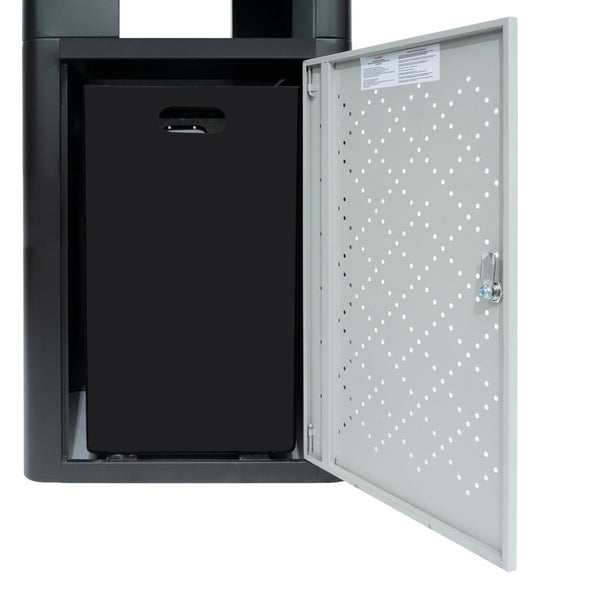 English Elm Brooks Heavy-Duty Steel Trash Can with Locking Access Door & Removable Fiberglass Bin for Durability Black 31.4 Gallons UB-OTB-67W-BLK-SLV-GG