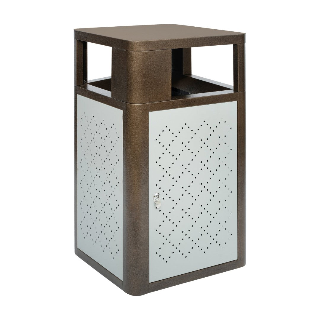 Brooks Heavy-Duty Steel Trash Can with Locking Access Door & Removable
