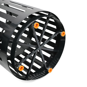 English Elm Collins Commercial Grade Outdoor Round Steel Slatted Trash Can for High-Traffic Locations Black 37 Gallons UF-OTB-01-BLK-GG