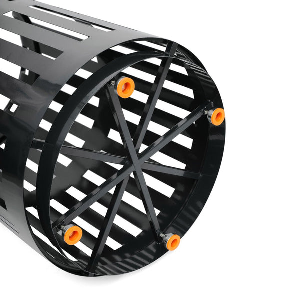 English Elm Collins Commercial Grade Outdoor Round Steel Slatted Trash Can for High-Traffic Locations Black 37 Gallons UF-OTB-01-BLK-GG