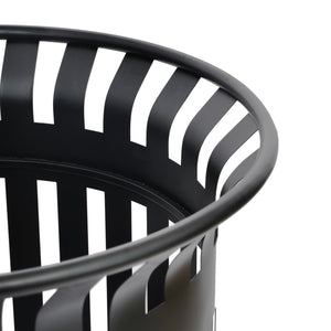 English Elm Collins Commercial Grade Outdoor Round Steel Slatted Trash Can for High-Traffic Locations Black 37 Gallons UF-OTB-01-BLK-GG