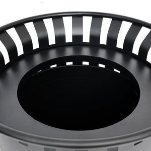 English Elm Collins Commercial Grade Outdoor Round Steel Slatted Trash Can for High-Traffic Locations Black 37 Gallons UF-OTB-01-BLK-GG