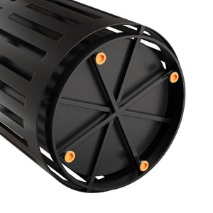 English Elm Collins Commercial Grade Outdoor Round Steel Slatted Trash Can for High-Traffic Locations Black 37 Gallons UF-OTB-01-BLK-GG