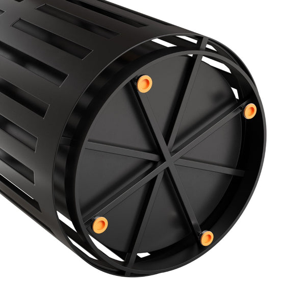 English Elm Collins Commercial Grade Outdoor Round Steel Slatted Trash Can for High-Traffic Locations Black 37 Gallons UF-OTB-01-BLK-GG