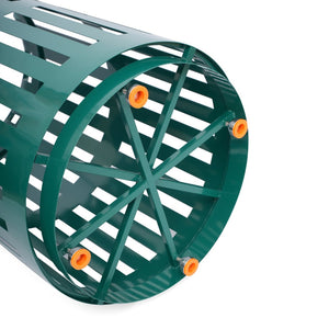 English Elm Collins Commercial Grade Outdoor Round Steel Slatted Trash Can for High-Traffic Locations Green 37 Gallons UF-OTB-01-GRN-GG