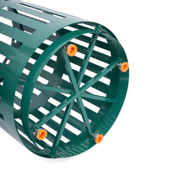 English Elm Collins Commercial Grade Outdoor Round Steel Slatted Trash Can for High-Traffic Locations Green 37 Gallons UF-OTB-01-GRN-GG