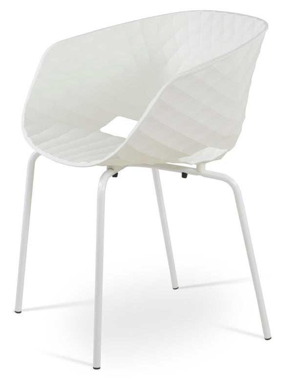 Soho Concept Uni-ka 594 Arm Chair: Stylish Stackable Seating In White, Black & Turtle Dove With Chrome Base White  Soho-concept-dining-chair-14174