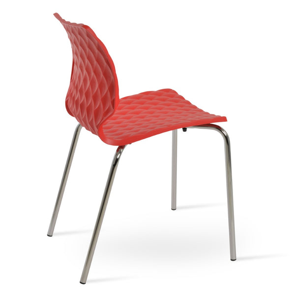 Soho Concept Uni-550 Side Chair - Stylish Stackable Design, Durable Polypropylene Seat, Multiple Colors Available! Red,Chrome  Soho-concept-dining-chair-14167