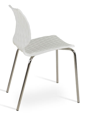 Soho Concept Uni-550 Side Chair - Stylish Stackable Design, Durable Polypropylene Seat, Multiple Colors Available! White,Chrome  Soho-concept-dining-chair-14171