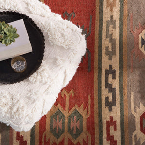 Jaipur Living Nikki Chu Tufted Cotton Wool Cube Pouf Bohemian Ivory Accent for Living Room Seating POF100424