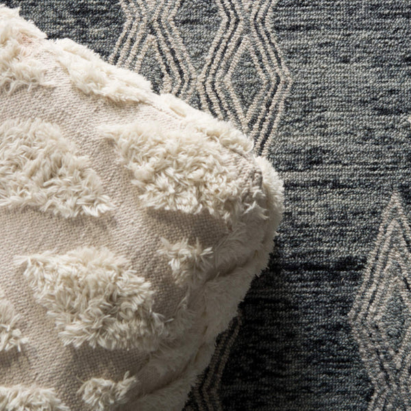 Jaipur Living Nikki Chu Tufted Cotton Wool Cube Pouf Bohemian Ivory Accent for Living Room Seating POF100424