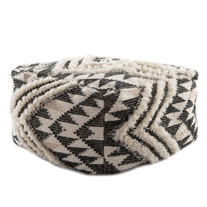 Jaipur Living Nikki Chu Wool Kilim Chevron Pouf with Metallic Accents for Bohemian Living Spaces POF100427