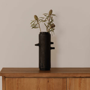 Moe's Home Ezra 12in Handmade Terracotta Vase - Unique Artisan Craftsmanship From Chulucanas, Peru Black Terracotta Uo-1020-02