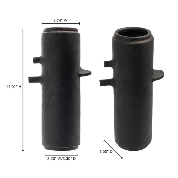 Moe's Home Ezra 12in Handmade Terracotta Vase - Unique Artisan Craftsmanship From Chulucanas, Peru Black Terracotta Uo-1020-02