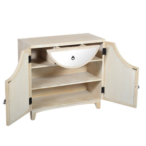 Benzara Mango Wood Cabinet With Mirrored Look Steel Insert Door Storage, Beige Beige Mango Wood,Metal And Stainless Steel Upt-195275