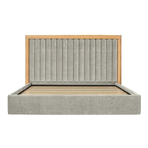 Moe's Home Nina Bed - Modern Elegance With Brutalist Design, Cozy Upholstered Headboard & Durable Frame Grey Upholstery,
100% Polyester,Oak Veneer Over Mdf Frame Ut-1003-15-0