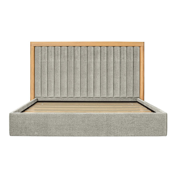 Moe's Home Nina Bed - Modern Elegance With Brutalist Design, Cozy Upholstered Headboard & Durable Frame Grey Upholstery,
100% Polyester,Oak Veneer Over Mdf Frame Ut-1003-15-0