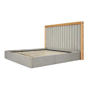 Moe's Home Nina Bed - Modern Elegance With Brutalist Design, Cozy Upholstered Headboard & Durable Frame Grey Upholstery,
100% Polyester,Oak Veneer Over Mdf Frame Ut-1003-15-0