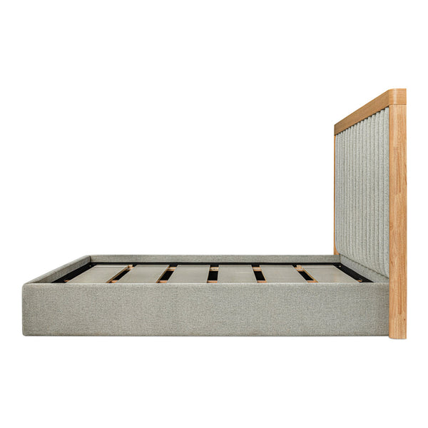 Moe's Home Nina Bed - Modern Elegance With Brutalist Design, Cozy Upholstered Headboard & Durable Frame Grey Upholstery,
100% Polyester,Oak Veneer Over Mdf Frame Ut-1003-15-0