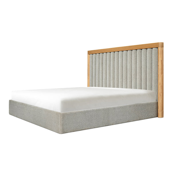 Moe's Home Nina Bed - Modern Elegance With Brutalist Design, Cozy Upholstered Headboard & Durable Frame Grey Upholstery,
100% Polyester,Oak Veneer Over Mdf Frame Ut-1003-15-0