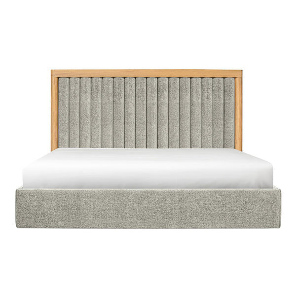 Moe's Home Nina Bed - Modern Elegance With Brutalist Design, Cozy Upholstered Headboard & Durable Frame Grey Upholstery,
100% Polyester,Oak Veneer Over Mdf Frame Ut-1003-15-0