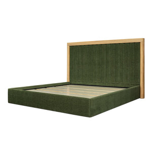 Moe's Home Nina Bed - Modern Elegance With Brutalist Design, Cozy Upholstered Headboard & Durable Frame Green Upholstery,
100% Polyester,Oak Veneer Over Mdf Frame Ut-1003-16-0